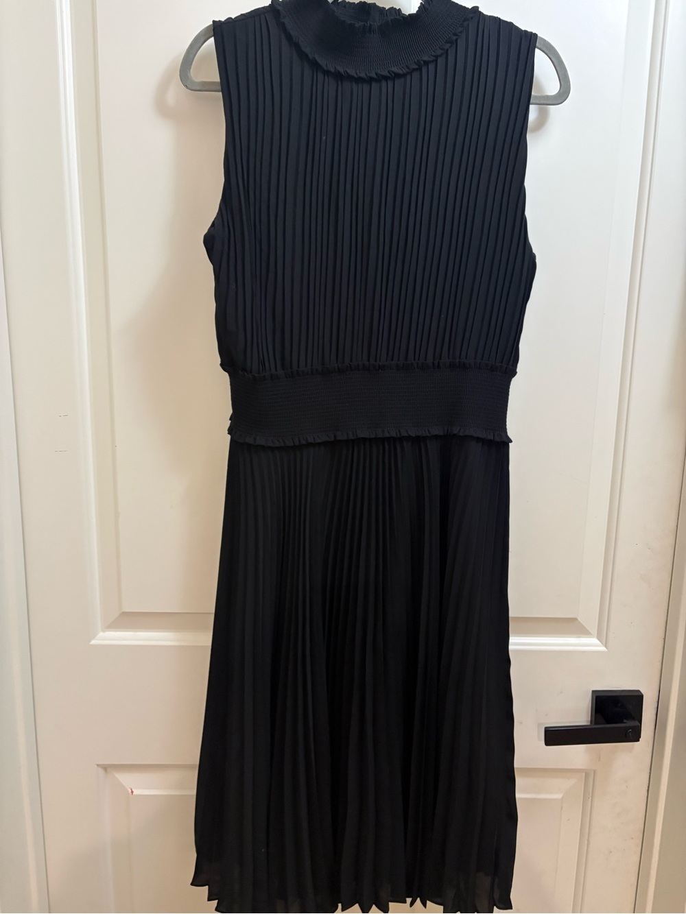 Nanette Lepore Sleeveless Black Pleated Mock Neck Dress